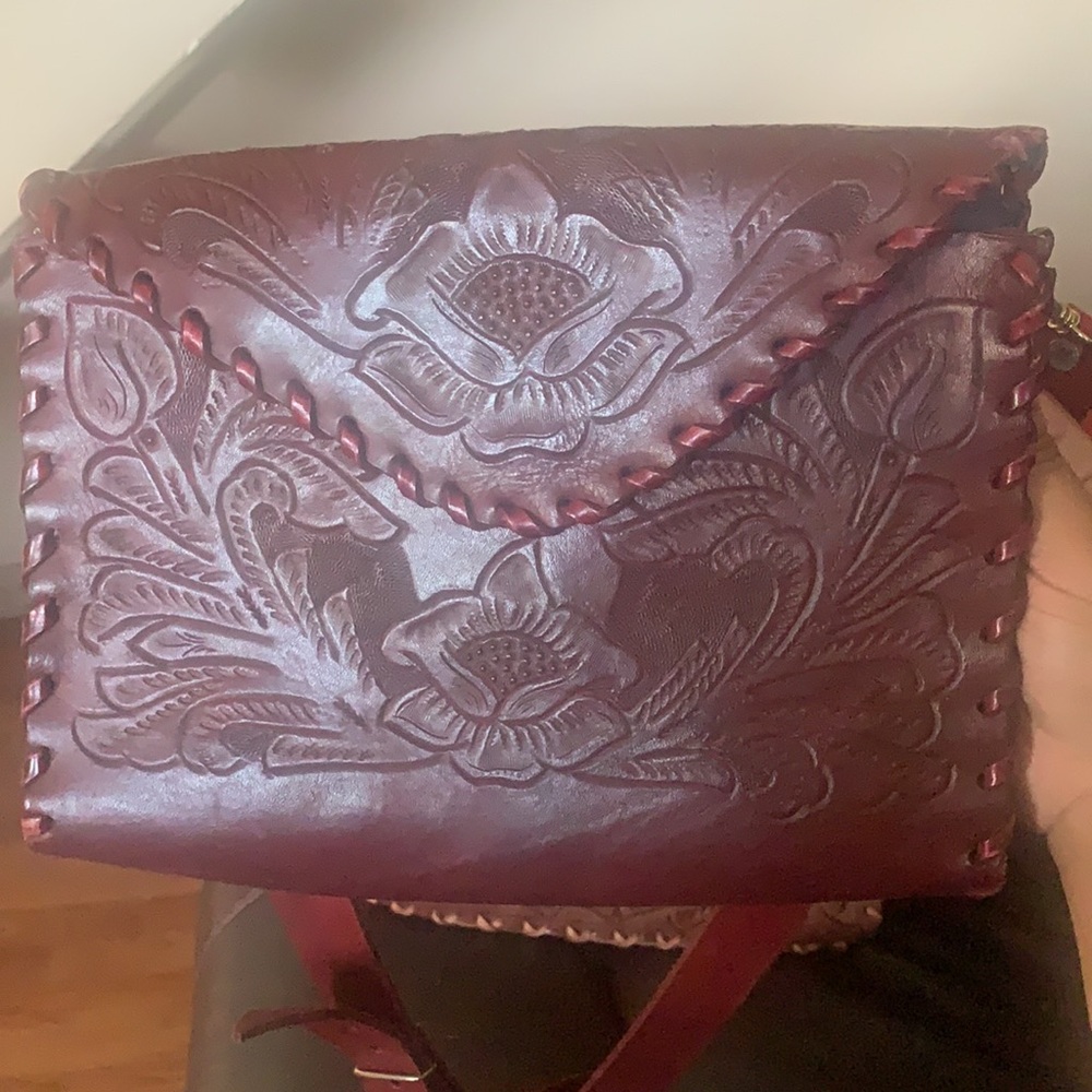 2 Leather embroidered bags from Guadalajara Mexico
